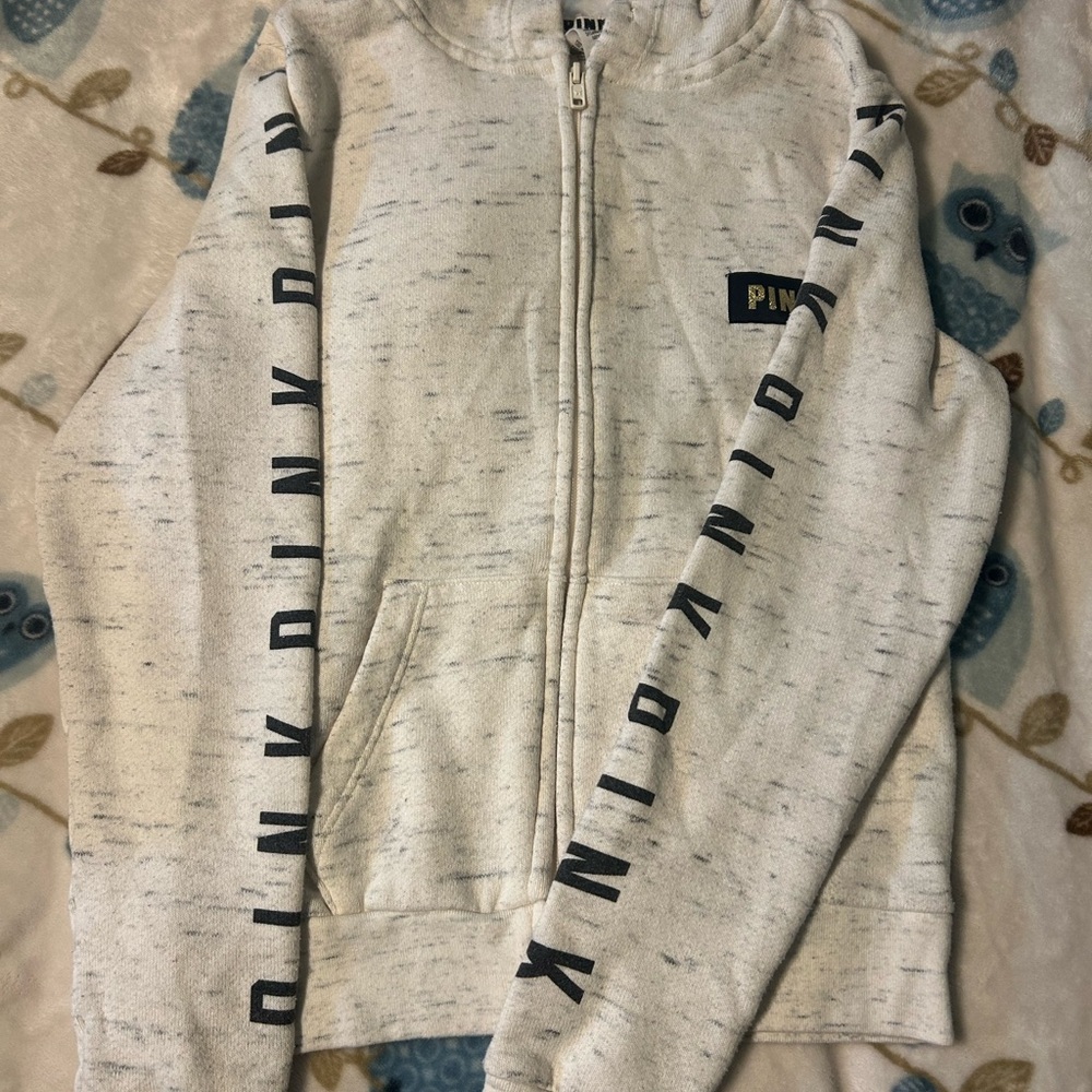 PINK Victoria's Secret White Zip-Up Hoodie